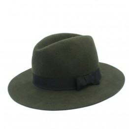 100% Wool Wide Brim Floppy Felt Trilby Bowknot Fedora Hat