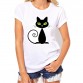 2017 Brand  t- shirts women Funny Black Cat Prints 