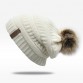 Double layer fur ball cap pom poms winter hat