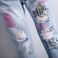  Women's Jeans with Flowers Embroidery 