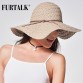  Women Beach Sun Hat Foldable Brimmed Straw Hat