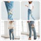 Flowers Embroidered Jeans Women 