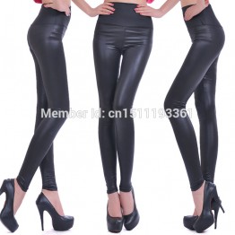 Women's Sexy Skinny Faux Leather High Waist Leggings 