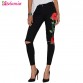 Stretch Embroidery Ripped Jeans Woman High Waist Skinny Jeans 