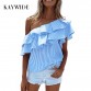 Shoulder Ruffles Tops Summer Striped Shirt Sleeveless Blouse32801890326
