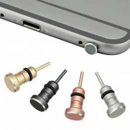 Metal Phone 2 in 1 Sim Card Tray Eject Pin Tool & 3.5mm Earphone Jack Dust Plug Dustproof 