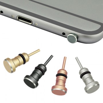 Metal Phone 2 in 1 Sim Card Tray Eject Pin Tool & 3.5mm Earphone Jack Dust Plug Dustproof32800436433