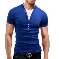  Short Sleeve Brand T Shirt V-Neck Men 