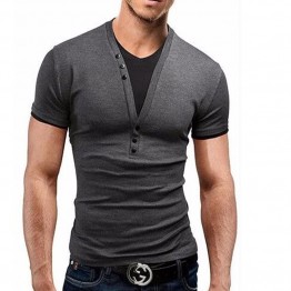  Short Sleeve Brand T Shirt V-Neck Men 