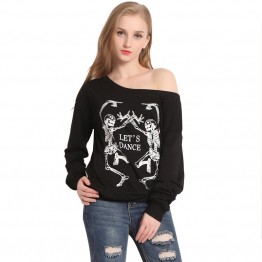 Skeleton T Shirt  Sexy Off The Shoulder Tops 