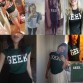 Casual O-Neck Slim T-shirts Geek Lettering32675790523