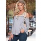 Sexy Floral Lace Off Shoulder Blue Shirt Streetwear Long Sleeve Loose32805894299