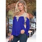  Sexy Floral Lace Off Shoulder Blue Shirt Streetwear Long Sleeve Loose