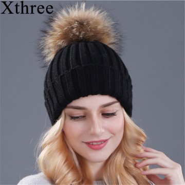Mink and fox fur ball cap pom pom winter hat for women32519655255