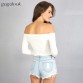  Off Shoulder Top Women Autumn Sexy White Red Long Sleeve Cotton Blouse 